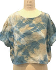 Allyn Boxy Tee: Sustainable Warmth & Effortless Style in Tan Blue Burst