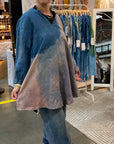 Botanically Dyed Cotton Tunic in Blue Pink