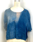 Allyn Boxy Tee in Blue Pink Linen
