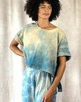 Allyn Boxy Tee: Sustainable Warmth & Effortless Style in Blue Tan Ombre