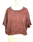 Allyn Boxy Tee in Burgundy Cotton Double Gauze