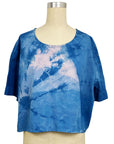 Blue Pink Boxy T in Cotton Poplin