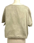 Allyn Boxy Tee in Light Olive Green Cotton Poplin