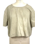Allyn Boxy Tee in Light Olive Green Cotton Poplin