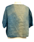 Allyn Boxy Tee Organic Linen in Teal Ombre