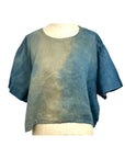 Allyn Boxy Tee Organic Linen in Teal Ombre
