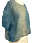 Allyn Boxy Tee Organic Linen in Teal Ombre