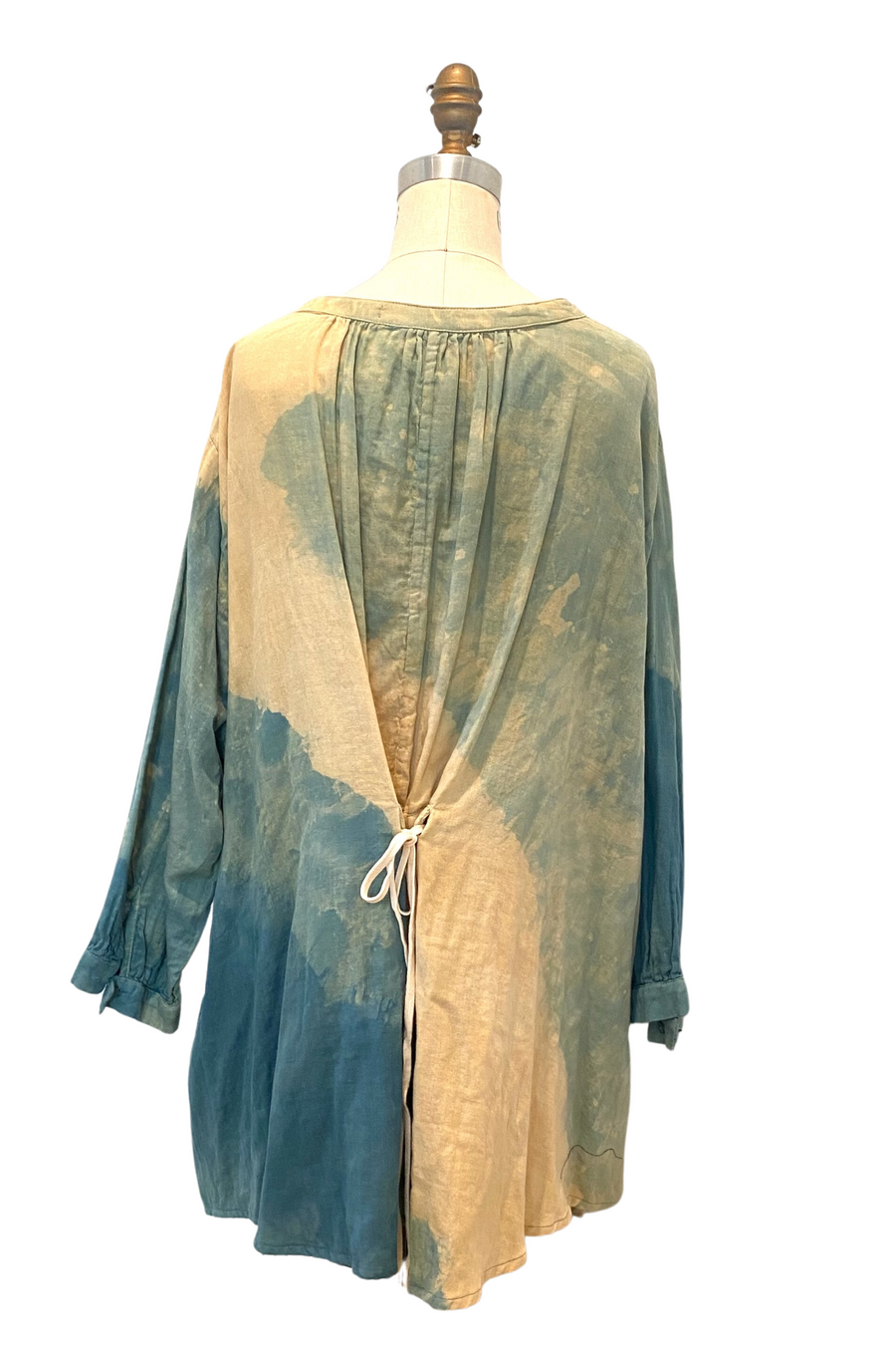 Botanically Dyed Cotton Tunic in Teal Tan