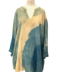 Botanically Dyed Cotton Tunic in Teal Tan