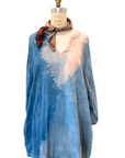 Botanically Dyed Cotton Tunic in Blue Pink