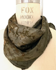 Olive green square silk scarf