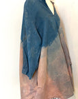 Botanically Dyed Linen Tunic in Blue Mauve Size 1