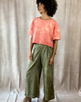 Ida Pant - Flowy Adjustable Pants Organic Cotton in Olive Green