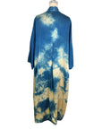 Plant Dyed Dark Blue Splash Silk Kimono