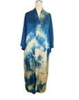 Plant Dyed Dark Blue Splash Silk Kimono