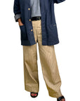 Striped Wide Leg Emily Pant – Japanese Cotton Silk Twill