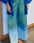 Flowy Lightweight Ida Pants in Green | Organic Cotton Double Gauze | Ombre