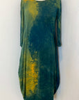 Botanically Dyed Bamboo Knit Dress in Green Yellow