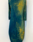 Botanically Dyed Bamboo Knit Dress in Green Yellow