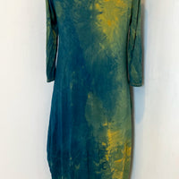 Botanically Dyed Bamboo Knit Dress in Green Yellow