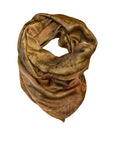 A large square silk bronze pink scarf naturally dyed floral print