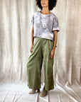 Ida Pant - Flowy Adjustable Pants Organic Cotton in Olive Green