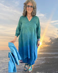 Dark Blue Linen Celeste Dress with Pockets