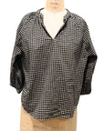 Black White Check Cotton Silk Mia Raglan Top