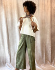 Ida Pant - Flowy Adjustable Pants Organic Cotton in Olive Green