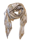 Neutral Cool Tones Square Silk Scarf – Naturally Dyed Floral Print