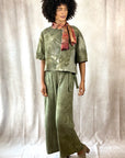 Ida Pant - Flowy Adjustable Pants Organic Cotton in Olive Green