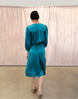 Teal Silk Serina Midi Dress Naturally Dyed – Sustainable Fashion