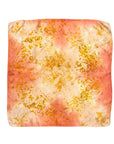 A square silk coral white scarf naturally dyed floral print shown flat
