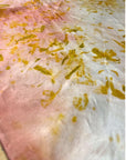 A square silk coral white scarf naturally dyed floral print detail