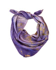 A square silk purple scarf naturally dyed floral print