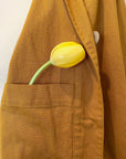 The sunrise jacket in yellow cotton linen fabric interior pocket