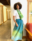 Carina Skirt in Green Cotton Double Gauze with Pockets