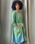Celeste Dress in Green | Organic Cotton Double Gauze | Ombre