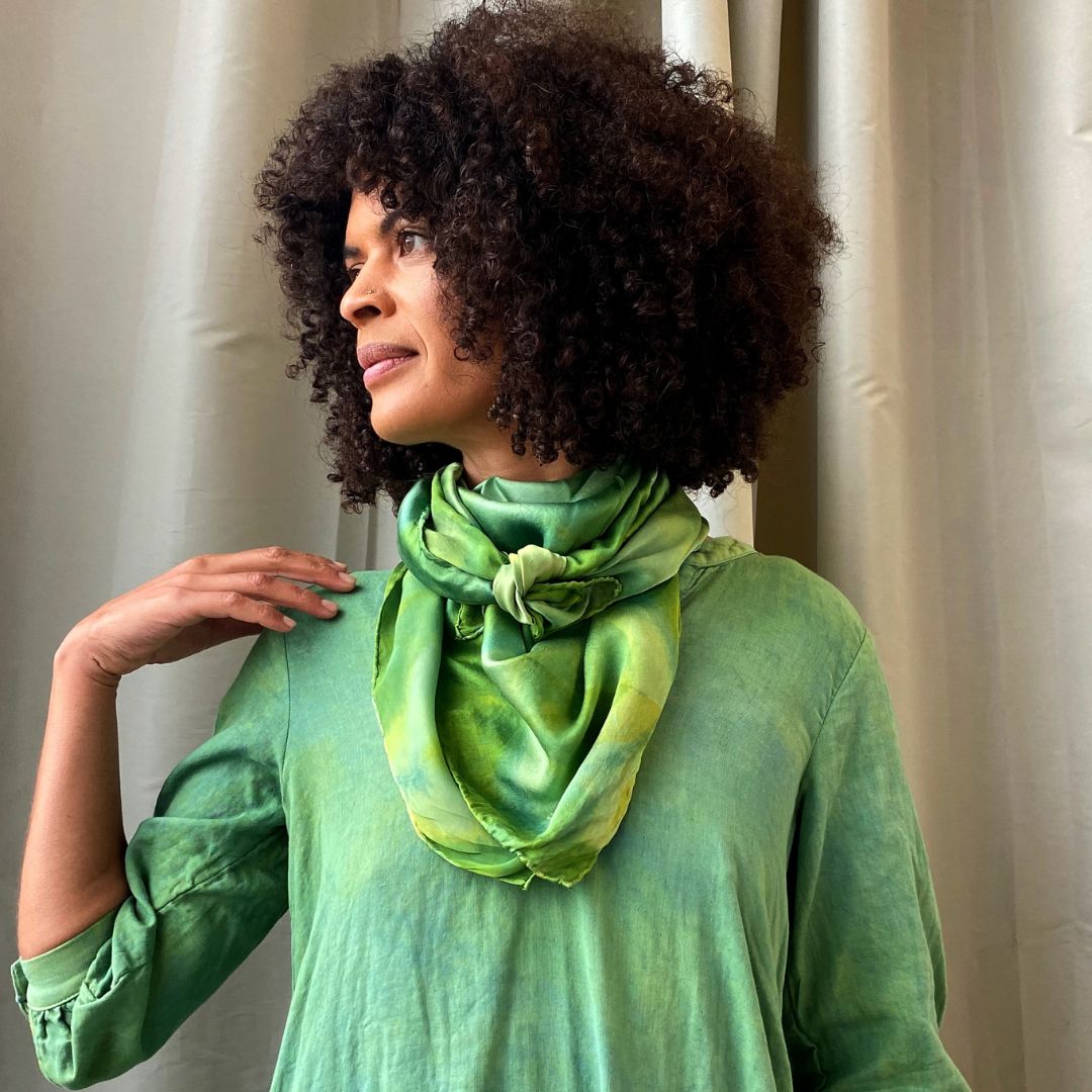 Square Silk Scarf in Green