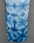 Silk Scarf in Indigo Blue - Natural Dyes - Hand Rolled Edges - Diamond Motif