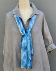 Silk Scarf in Indigo Blue - Natural Dyes - Hand Rolled Edges - Diamond Motif