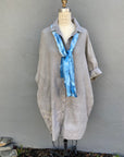 Silk Scarf in Indigo Blue - Natural Dyes - Hand Rolled Edges - Diamond Motif