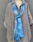 Silk Scarf in Indigo Blue - Natural Dyes - Hand Rolled Edges - Diamond Motif