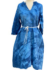 Dark Blue Linen Celeste Dress with Pockets