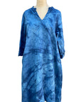 Dark Blue Linen Celeste Dress with Pockets