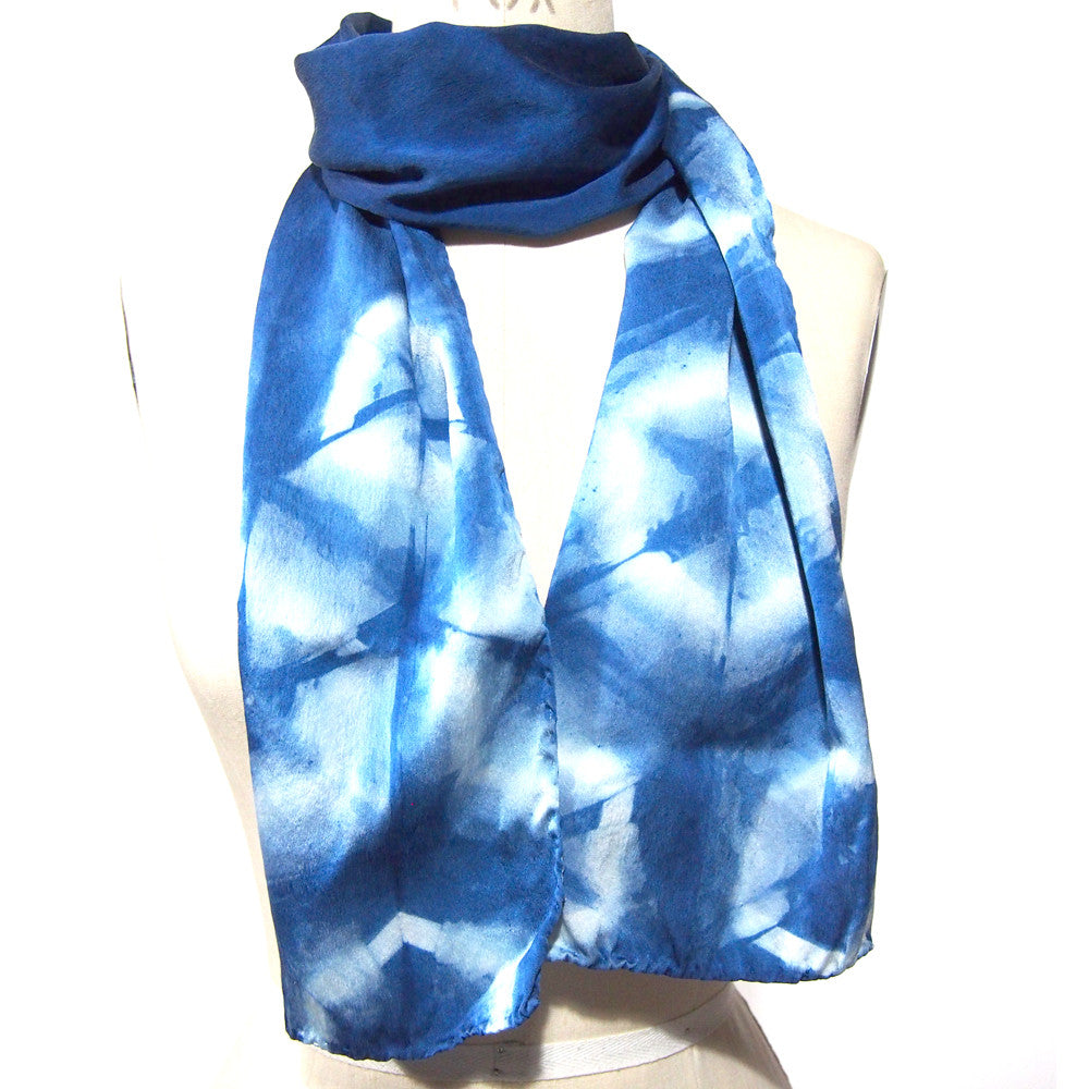 Silk Scarf in Indigo Blue | Naturally Dyed Shibori