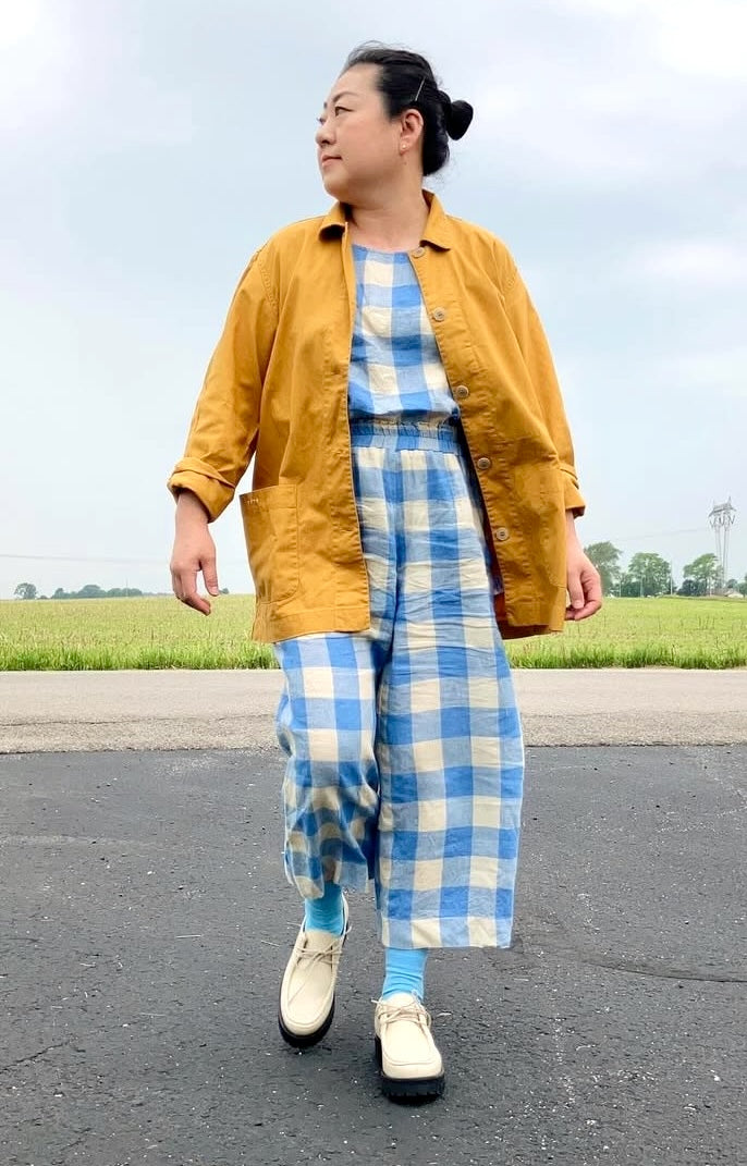 Shoko wearing the sunrise jacket over a summer set.