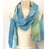 Large Scarf in Green Ombre | Organic Cotton Double Gauze