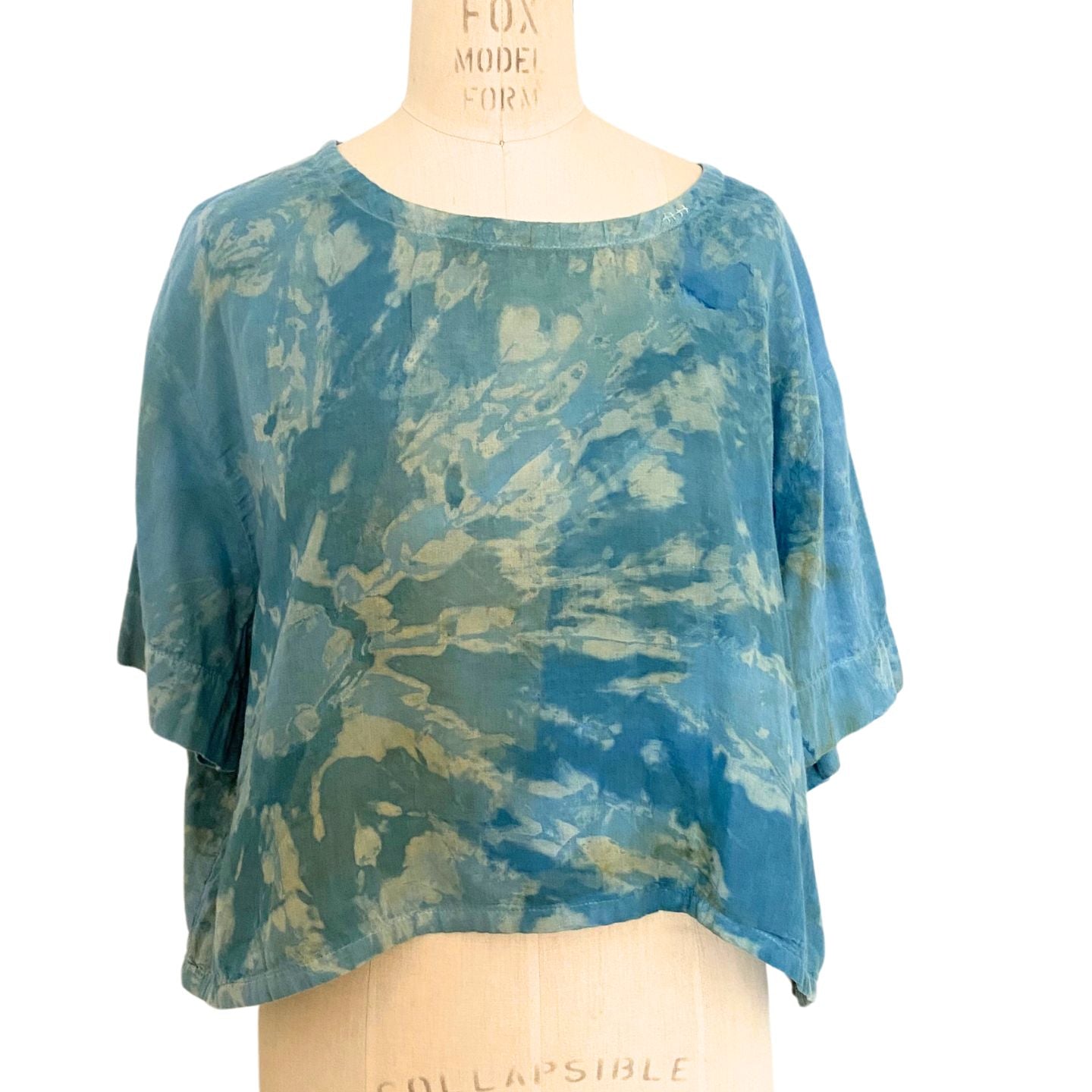 Allyn Boxy Tee in Teal Cotton Double Gauze