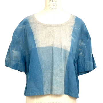 Allyn Boxy Tee in Blue Cotton Hemp | Pattern A